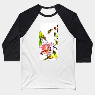 Pink Roses Modern Floral Art Baseball T-Shirt